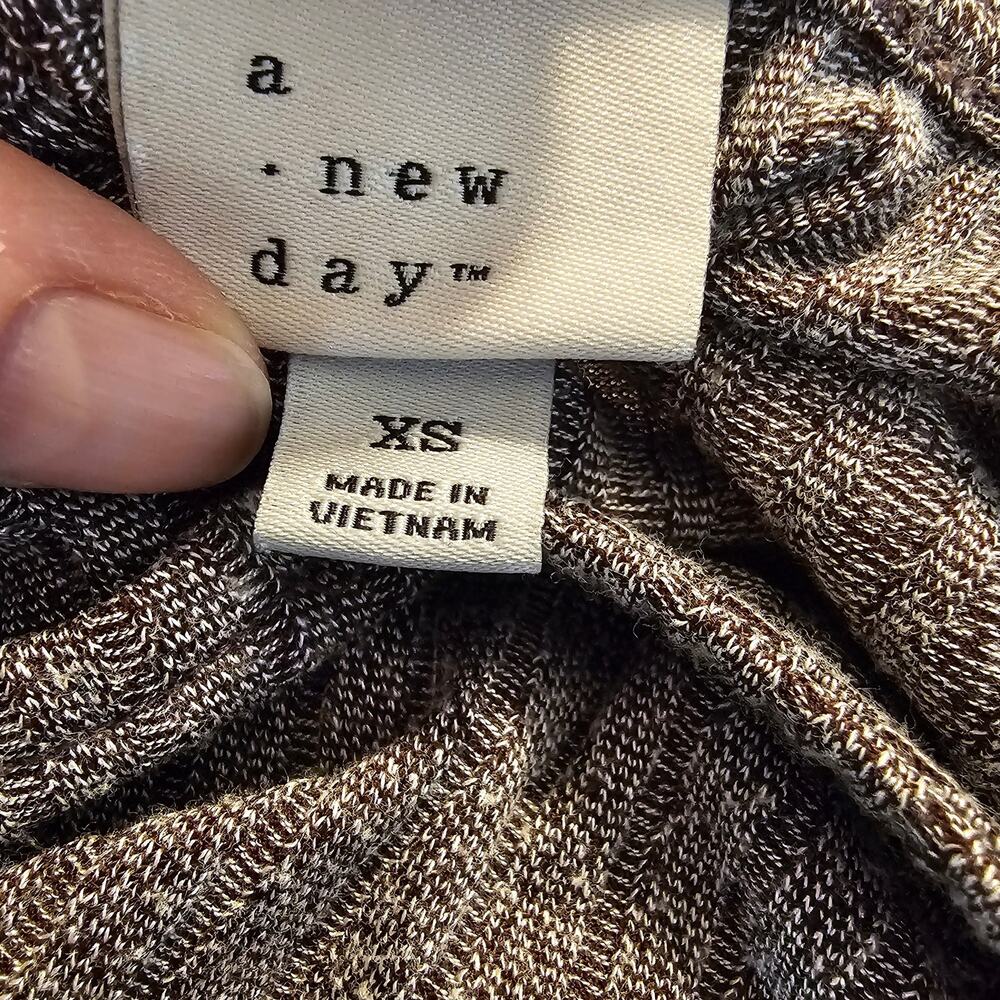 A New Day Ribbed Midi Dress XS Taupe Bodycon Minimalist Capsule Modern Classic - Picture 6 of 9